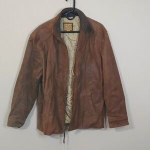 Jos. A. Bank Brown Leather Bomber Jacket